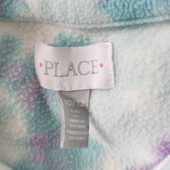 Children's Place Fleece Top Kid Sz 10-12 Print Glacier Half Zip Pullover - Picture 9 of 10